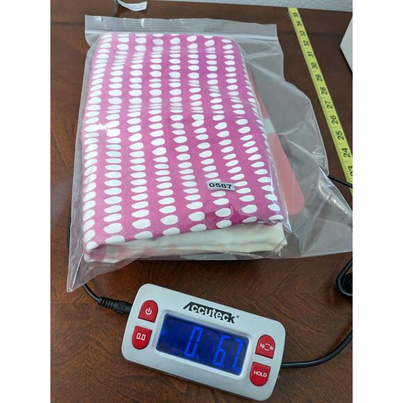 Worthington Dot Print Pencil Skirt 10P Pink White Petite Knee Back Zipper Stripe - Picture 10 of 11